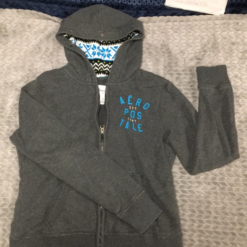 Grey Hooded Zip-Up Sweater